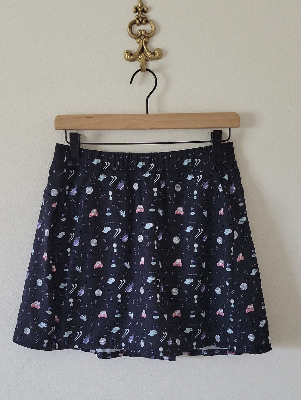 Kyodan‎ Golf Print Black Pleated Skirt Size Small